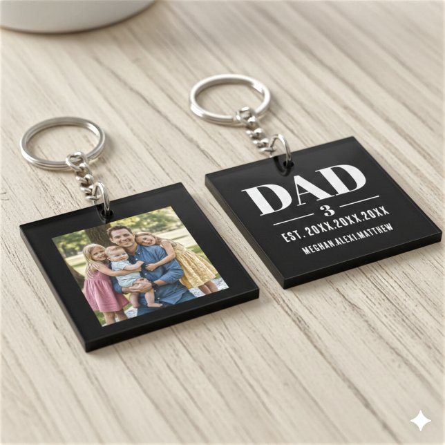 Porte-clefs Papa Année d'établissement Nom Nombre Police Gras  (Créateur téléchargé)