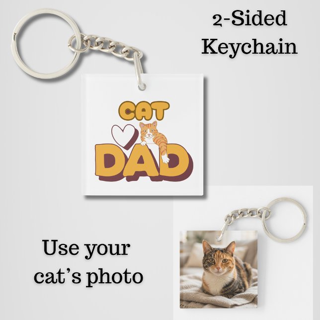 Porte-clefs Papa Chat Fier Double Face Fête des Pères (2-Sided Cat Dad Keychain)