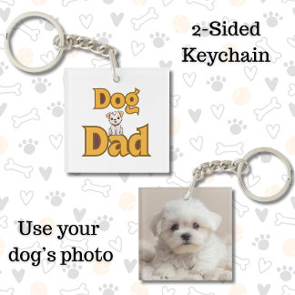 Porte-clefs Papa Chien Fier Fête des Pères Double Face