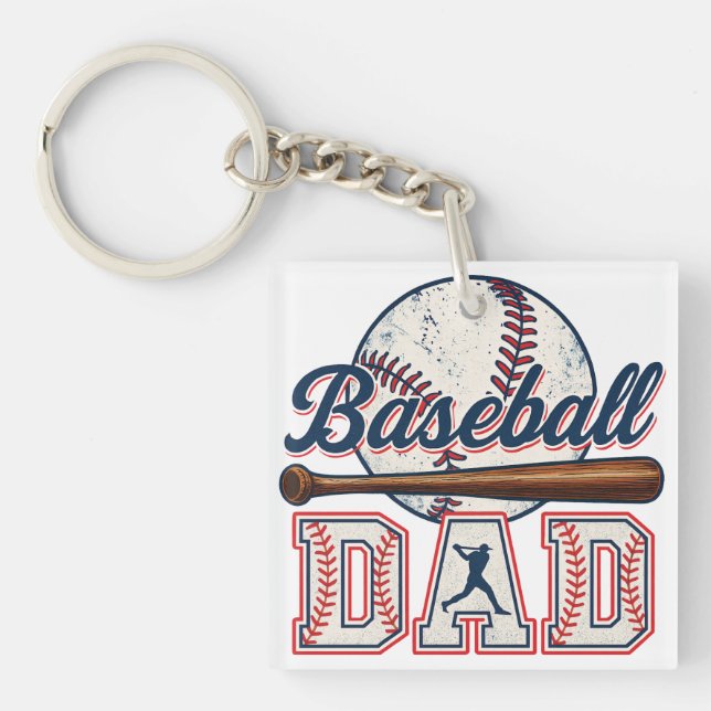Porte-clefs Papa de baseball rétro (Devant)
