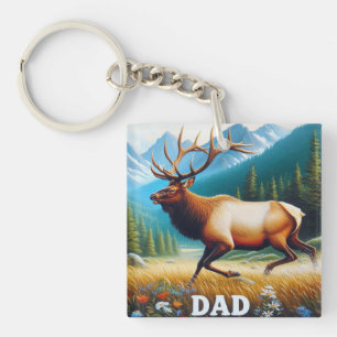 Porte-clefs Papa Élan Cerf Montagne Faune Rustique
