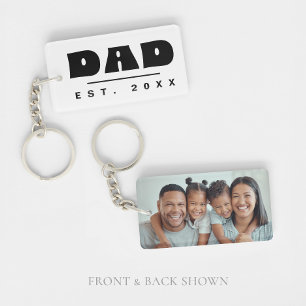 Porte-clefs PAPA Établ. 20XX Moderne Minimaliste Photo Personn