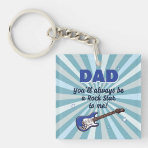 Porte-clefs Papa Guitare Électrique Rock Star Bleu Cool