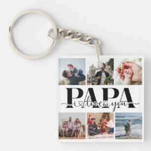 Porte-clefs Papa I Love You Custom Photo Collage