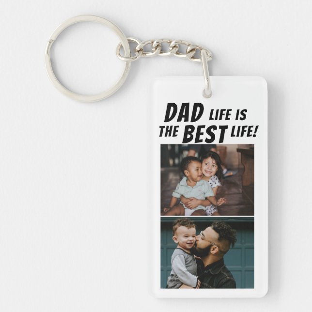 Porte-clefs Papa Life est la meilleure vie 2 Photos Père (Devant)