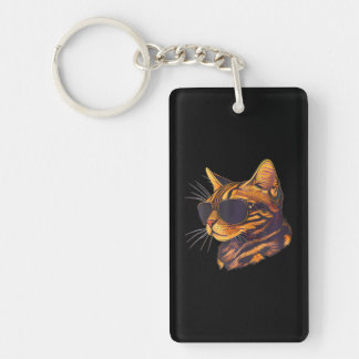 Porte-clefs Papa Maman Chat Lunettes de soleil Bengale Chat