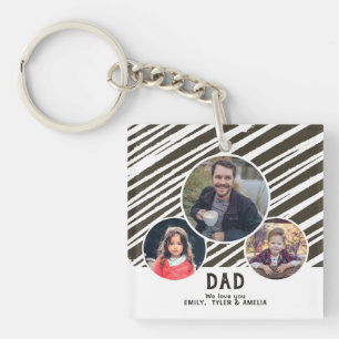 Porte-clefs Papa Moderne je t'aime Rayures 3 Photos Fête des P
