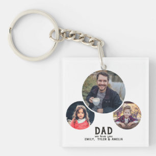 Porte-clefs Papa moderne Nous t'aimons 3 Photos Fête du Père