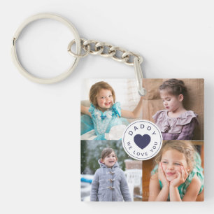 Porte-clefs Papa Nous T'Aimons Collage Photo Enfants