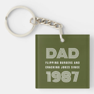 Porte-clefs Papa Personnalisé Année Grill Master BBQ Army Gree