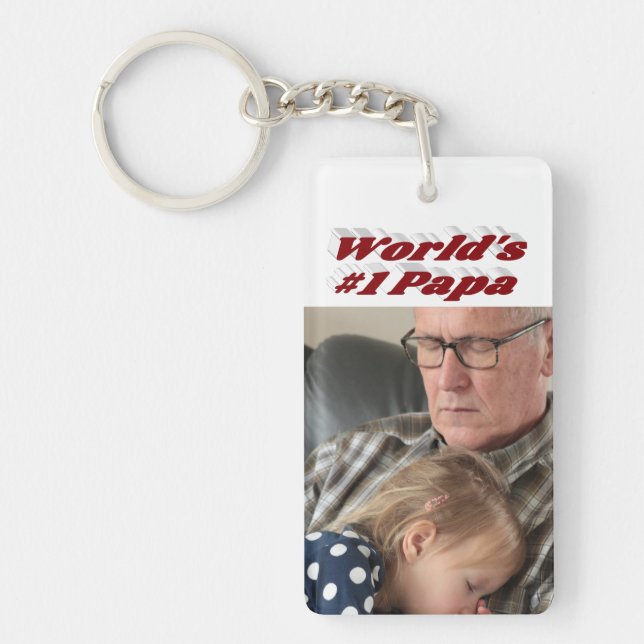 Porte-clefs Papa photo avec texte bordeaux (Devant)