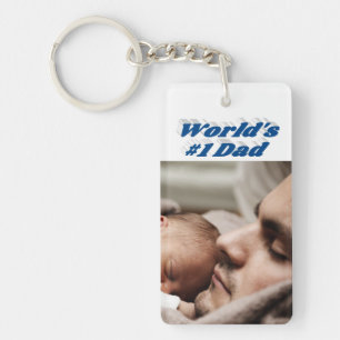 Porte-clefs Papa Photo bleu mer texte