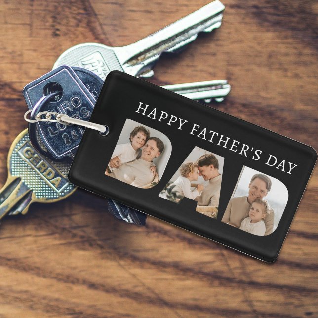 Porte-clefs Papa Photo Collage Bonne Fête des pères (Dad Photo Collage Happy Father's Day Keychain
)