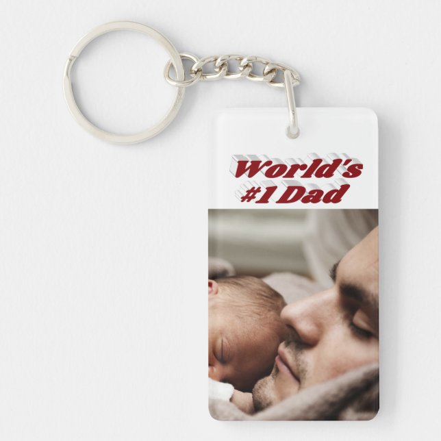 Porte-clefs Papa Photo texte bordeaux (Devant)