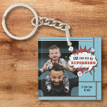 Porte-clefs Papa Superhero Comic Speech Bubble Photo<br><div class="desc">Papa Superhero Comic Speech Bubble Photo Le porte - clé de la fête du Père. Ajoutez votre photo et customisez le message et le nom. Amusant et doux souvenir pour le meilleur papa.</div>