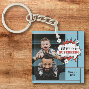 Porte-clefs Papa Superhero Comic Speech Bubble Photo
