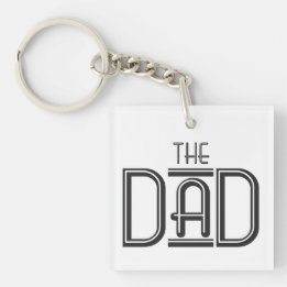 Porte-clefs Papa THE personnalisé Texte noir et blanc simple 