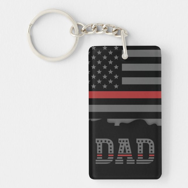 Porte-clefs Papa Thin Red Line Pompier papa Cadeaux (Devant)
