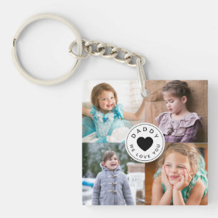 Porte-clefs Papa We Love You Kids 4 Photo Collage