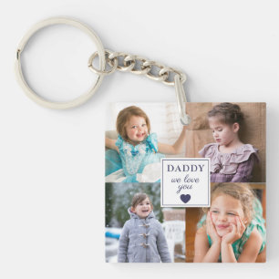 Porte-clefs Papa We Love You Photo Collage