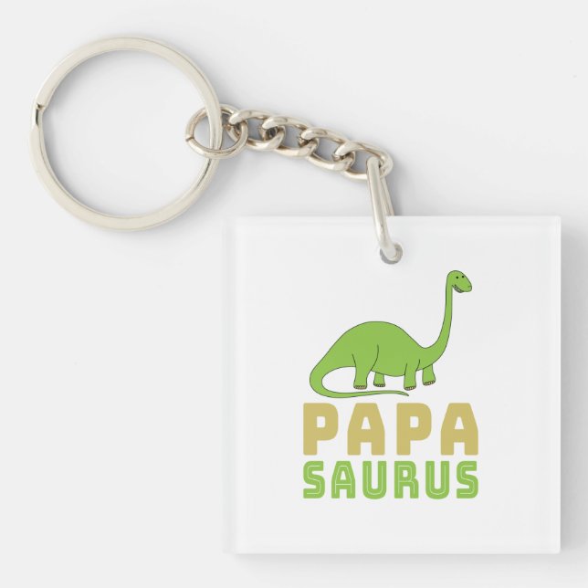 Porte-clefs Papasaurus Dinosaur Brontosaurus Fête des pères (Devant)