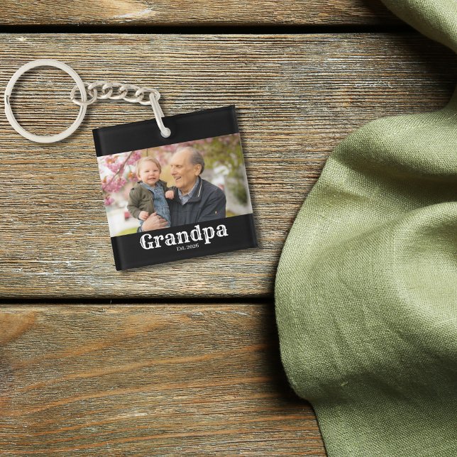 Porte-clefs Papi Fondé ét. Écriture blanche photo (Créateur téléchargé)