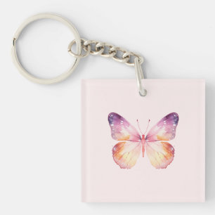 Porte-clefs Papier Aquarelle Papillon Art