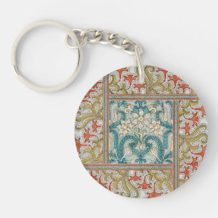 Porte-clefs Papier peint fleur art nouveau chintz narcisse