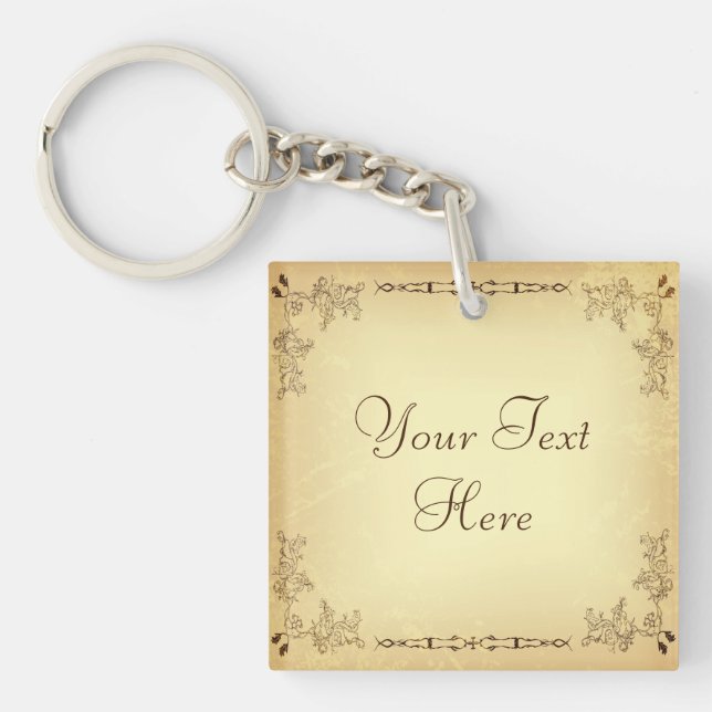 Porte-clefs Papier vieilli Vintage rétro (Devant)