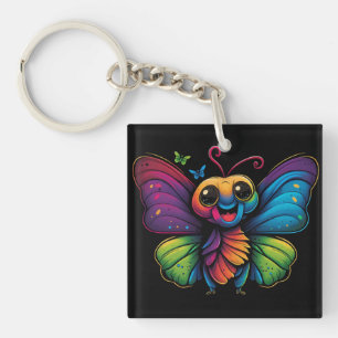Porte-clefs Papillon arc-en-ciel