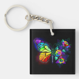 Porte-clefs Papillon arc-en-ciel