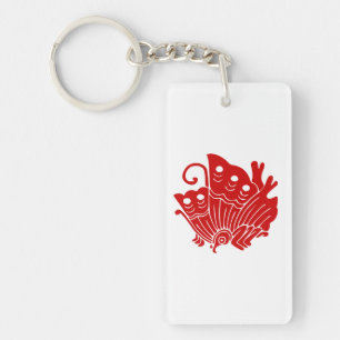 Porte-clefs Papillon asiatique Japonais Conception Kamon