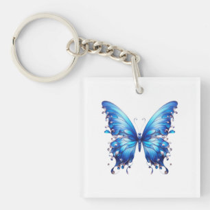 Porte-clefs papillon bleu
