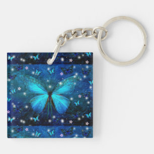 Porte-clefs Papillon bleu élégant