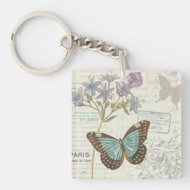 Porte-clefs Papillon bleu et Brown (Devant)
