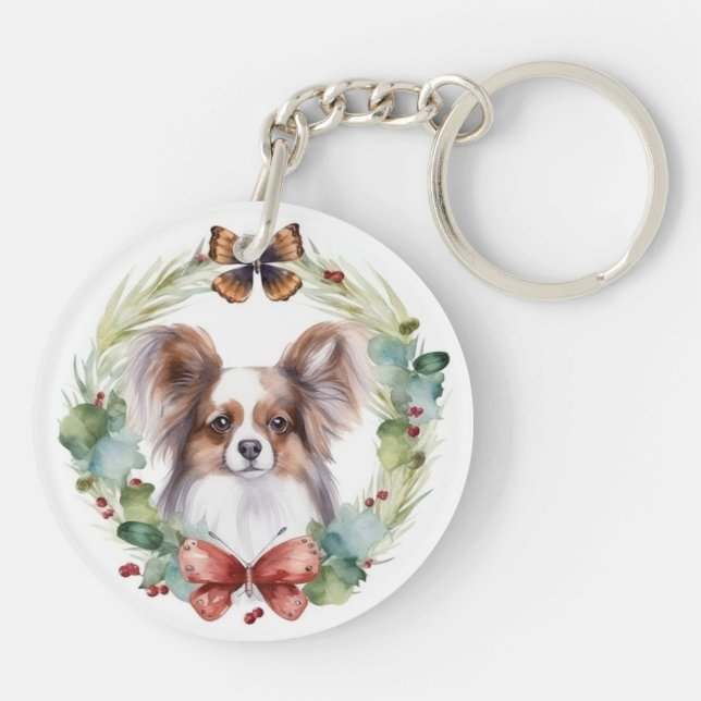 Porte-clefs Papillon Christmas Wreath Festive Pup (Dos)