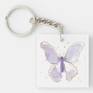 Porte-clefs Papillon d'aquarelle Lavender