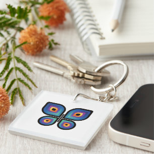 Porte-clefs Papillon de flamme de paon