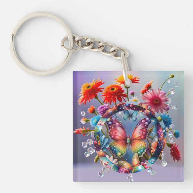 Porte-clefs Papillon de fleurs (Devant)