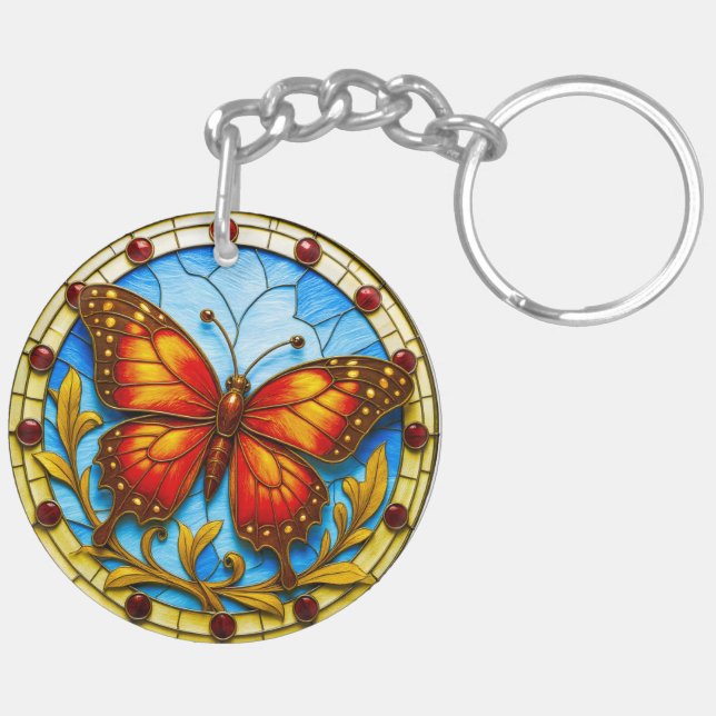 Porte-clefs Papillon de vitrail (Dos gauche)