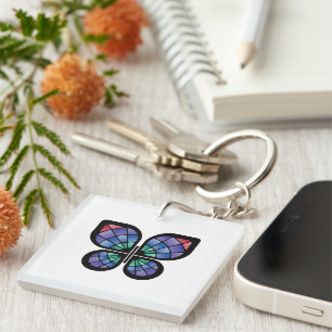 Porte-clefs Papillon en verre tendu