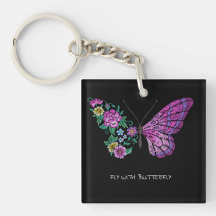 Porte-clefs papillon et fleurs florales ailes papillons yout