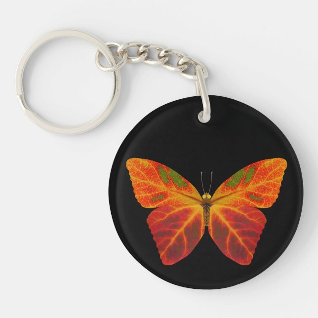 Porte-clefs Papillon feuille Aspen 2 (Devant)