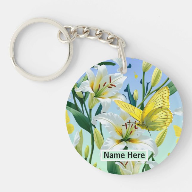 Porte-clefs Papillon jaune Lily porte - clé (Devant)