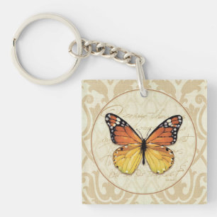 Porte-clefs Papillon orange vintage