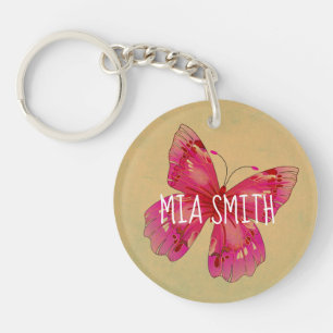 Porte-clefs papillon oriental vintage nom personnalisé