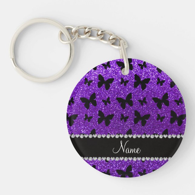 Porte-clefs Papillon pourpre personnalisé de parties (Devant)