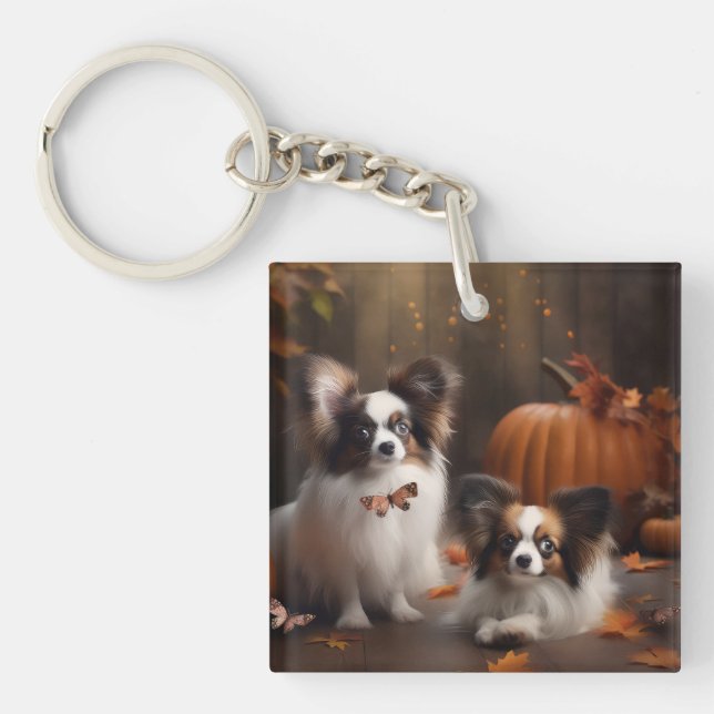 Porte-clefs Papillon Puppy Automne Citrouille de plaisir (Devant)