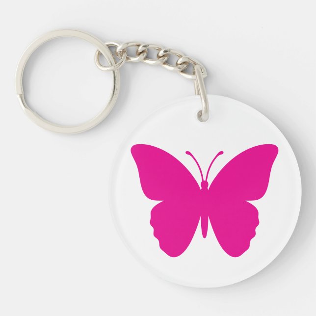 Porte-clefs Papillon Rose Chaud Fille Acrylique (Devant)