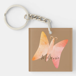 Porte-clefs Papillon rose délicat personnalisé